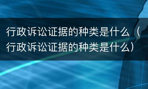 行政诉讼证据的种类是什么（行政诉讼证据的种类是什么）