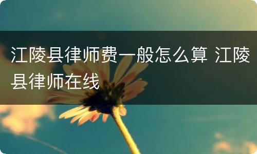 江陵县律师费一般怎么算 江陵县律师在线