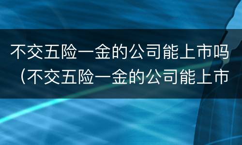 不交五险一金的公司能上市吗（不交五险一金的公司能上市吗知乎）