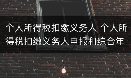 个人所得税扣缴义务人 个人所得税扣缴义务人申报和综合年度所得自行申报