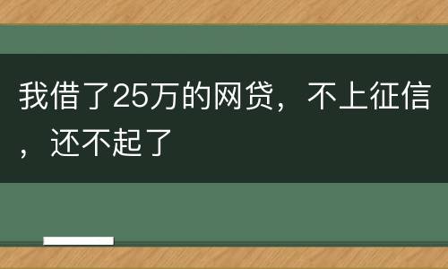我借了25万的网贷，不上征信，还不起了
