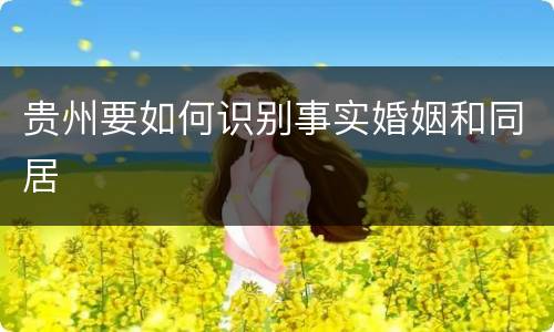 贵州要如何识别事实婚姻和同居