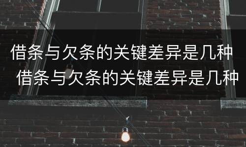 借条与欠条的关键差异是几种 借条与欠条的关键差异是几种情形