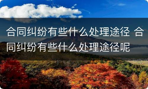 合同纠纷有些什么处理途径 合同纠纷有些什么处理途径呢