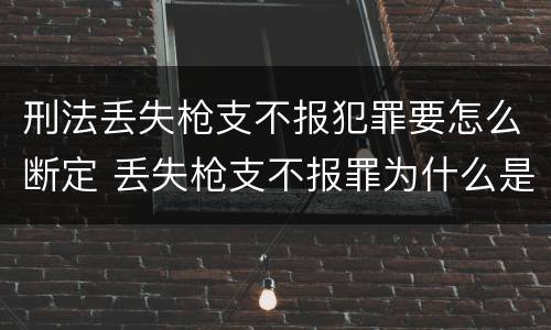 刑法丢失枪支不报犯罪要怎么断定 丢失枪支不报罪为什么是结果犯