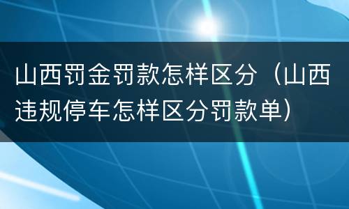 山西罚金罚款怎样区分（山西违规停车怎样区分罚款单）