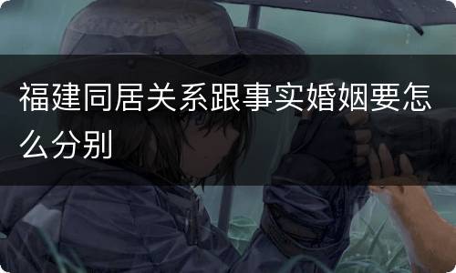 福建同居关系跟事实婚姻要怎么分别