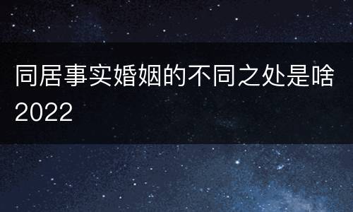 同居事实婚姻的不同之处是啥2022