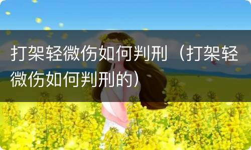 打架轻微伤如何判刑（打架轻微伤如何判刑的）