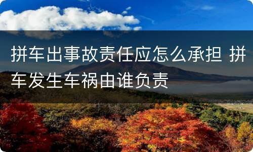 拼车出事故责任应怎么承担 拼车发生车祸由谁负责