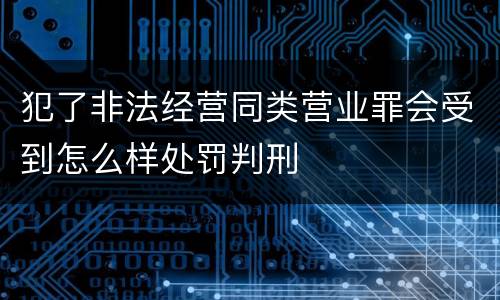 犯了非法经营同类营业罪会受到怎么样处罚判刑