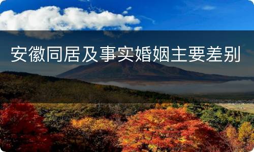 安徽同居及事实婚姻主要差别