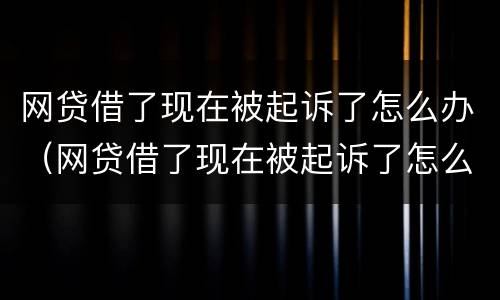 网贷借了现在被起诉了怎么办（网贷借了现在被起诉了怎么办呢）