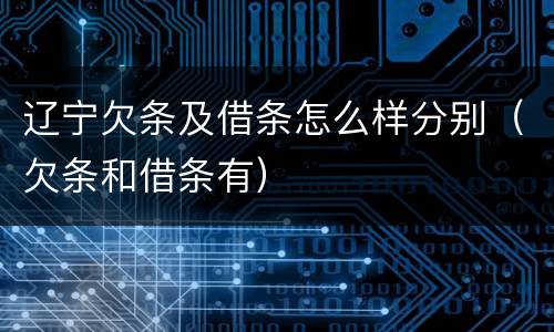 辽宁欠条及借条怎么样分别（欠条和借条有）