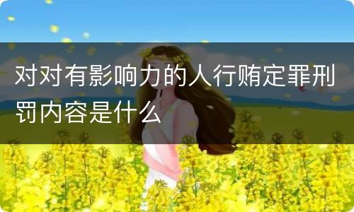 对对有影响力的人行贿定罪刑罚内容是什么