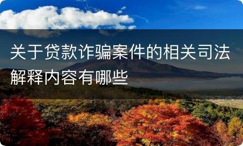 关于贷款诈骗案件的相关司法解释内容有哪些