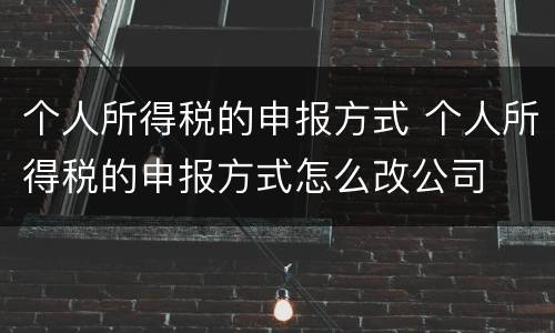 个人所得税的申报方式 个人所得税的申报方式怎么改公司