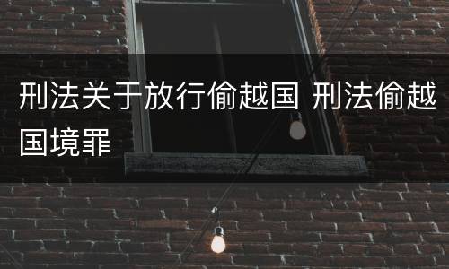 刑法关于放行偷越国 刑法偷越国境罪