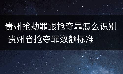 贵州抢劫罪跟抢夺罪怎么识别 贵州省抢夺罪数额标准