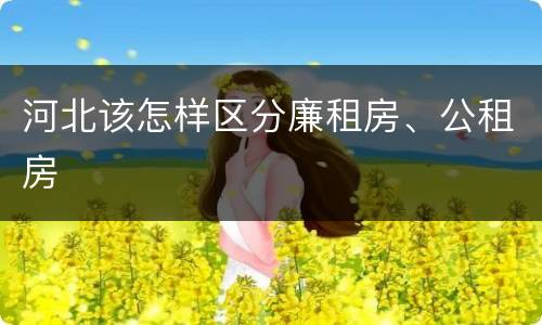 河北该怎样区分廉租房、公租房