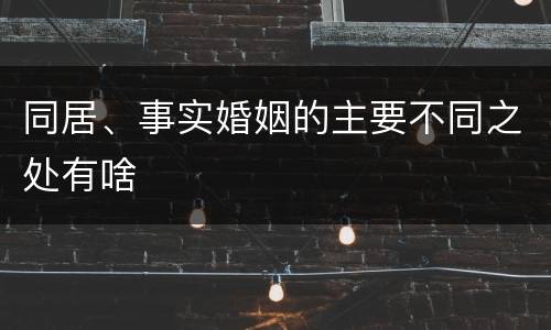 同居、事实婚姻的主要不同之处有啥