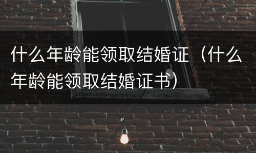 什么年龄能领取结婚证（什么年龄能领取结婚证书）