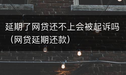 延期了网贷还不上会被起诉吗（网贷延期还款）