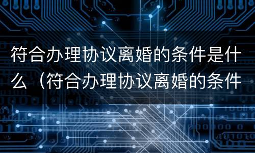 符合办理协议离婚的条件是什么（符合办理协议离婚的条件是什么样的）