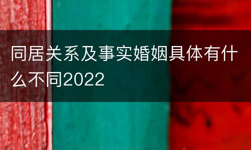 同居关系及事实婚姻具体有什么不同2022