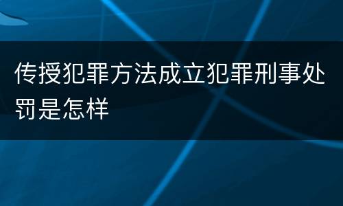 传授犯罪方法成立犯罪刑事处罚是怎样