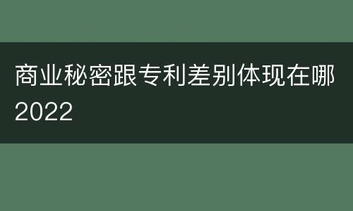 商业秘密跟专利差别体现在哪2022