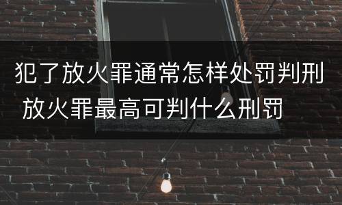 犯了放火罪通常怎样处罚判刑 放火罪最高可判什么刑罚