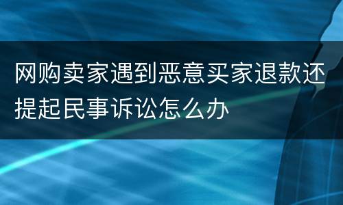 网购卖家遇到恶意买家退款还提起民事诉讼怎么办