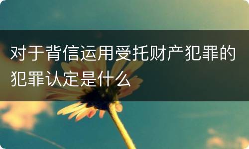 对于背信运用受托财产犯罪的犯罪认定是什么