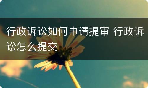 行政诉讼如何申请提审 行政诉讼怎么提交