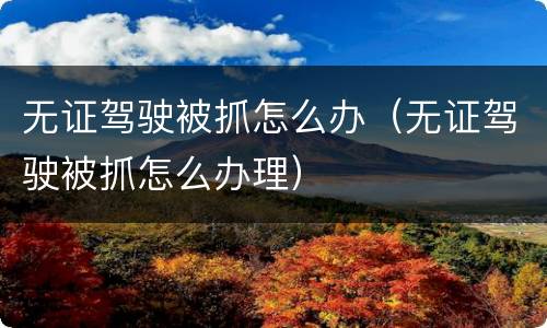 无证驾驶被抓怎么办（无证驾驶被抓怎么办理）