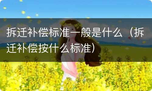 拆迁补偿标准一般是什么（拆迁补偿按什么标准）