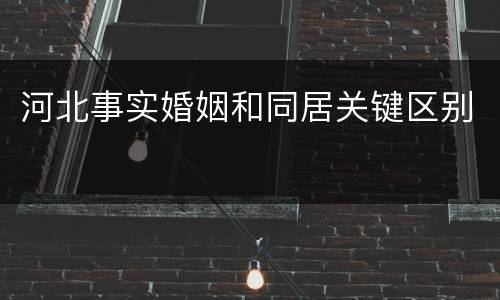 河北事实婚姻和同居关键区别