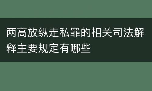 两高放纵走私罪的相关司法解释主要规定有哪些