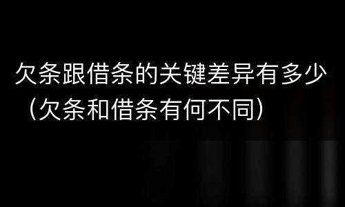 欠条跟借条的关键差异有多少（欠条和借条有何不同）