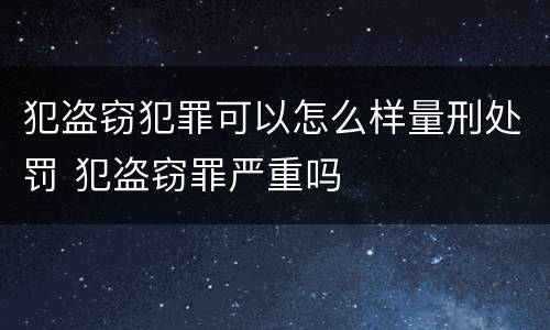 犯盗窃犯罪可以怎么样量刑处罚 犯盗窃罪严重吗