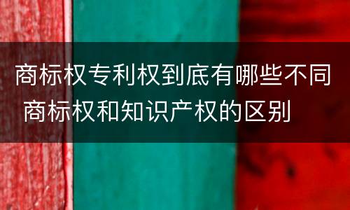 商标权专利权到底有哪些不同 商标权和知识产权的区别