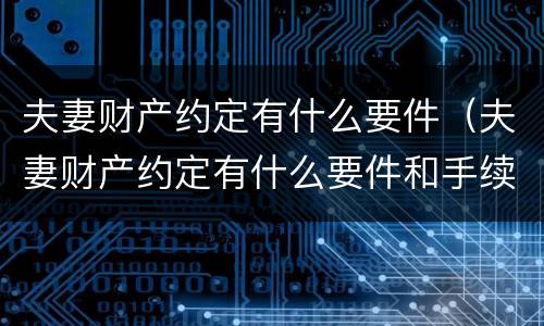 夫妻财产约定有什么要件（夫妻财产约定有什么要件和手续）
