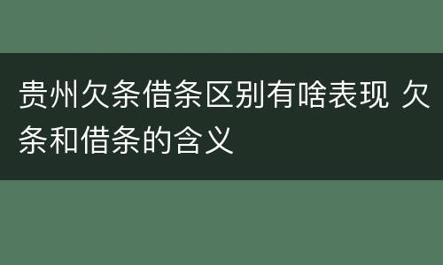 贵州欠条借条区别有啥表现 欠条和借条的含义