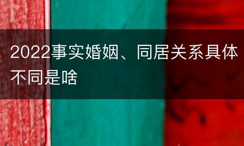 2022事实婚姻、同居关系具体不同是啥