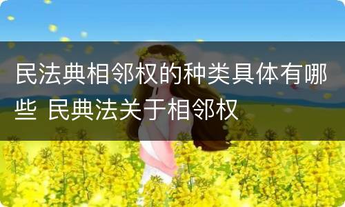 民法典相邻权的种类具体有哪些 民典法关于相邻权