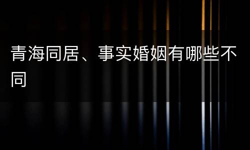青海同居、事实婚姻有哪些不同