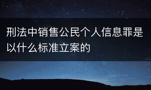 刑法中销售公民个人信息罪是以什么标准立案的