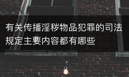 有关传播淫秽物品犯罪的司法规定主要内容都有哪些