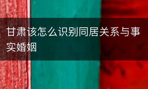 甘肃该怎么识别同居关系与事实婚姻